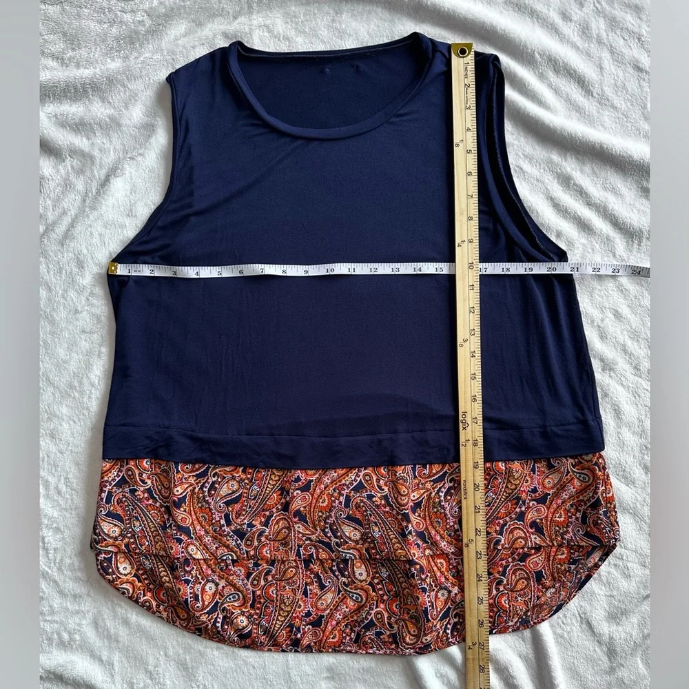 Michael Kors Blue Sleeveless Paisley Hem Top Women’s Size XL